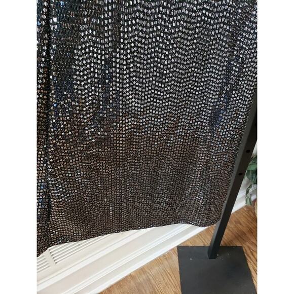 Forever 21 Sequin Pant Womens 0X Black Geo Print Elastic waist Wide Legs Pull On - Picture 5 of 12